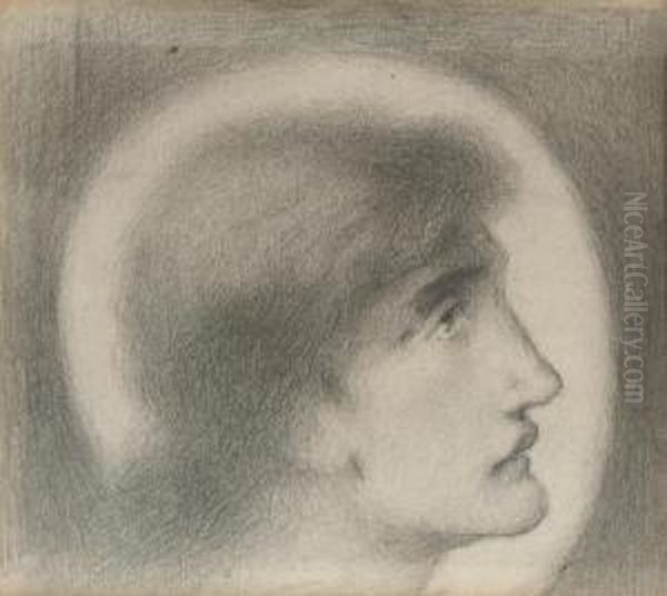 Study Of A Head, In Profile Oil Painting by Simeon Solomon