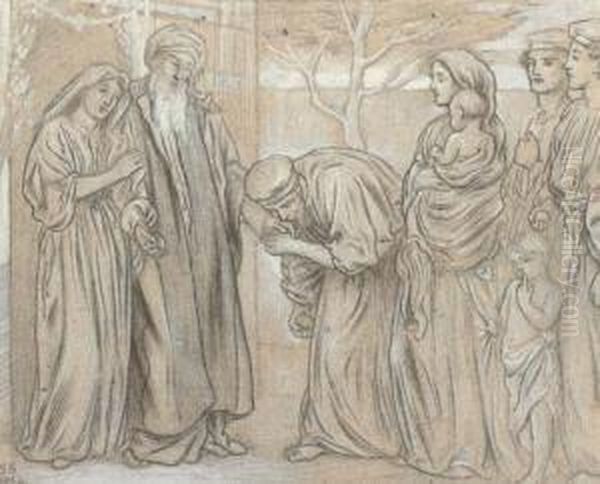 Paying Respects To The Father Of The House Oil Painting by Simeon Solomon