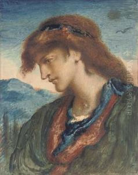 Head Of A Youth Oil Painting by Simeon Solomon