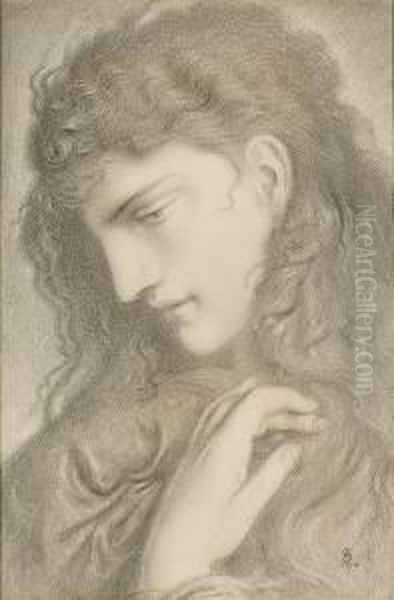 Head Study Of A Girl Oil Painting by Simeon Solomon