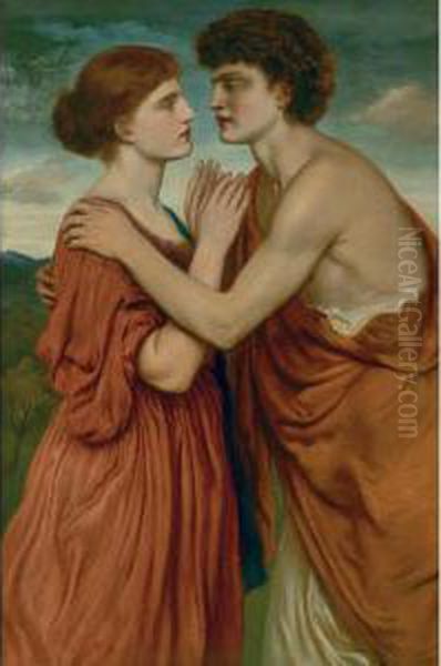 Damon And Aglae Oil Painting by Simeon Solomon