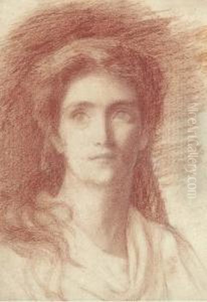 Portrait Of A Woman, Bust-length Oil Painting by Simeon Solomon