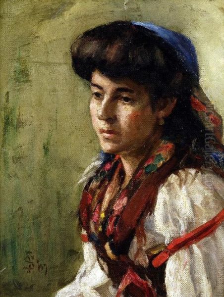 Portrait Of A Romany Girl Oil Painting by Solomon Joseph Solomon