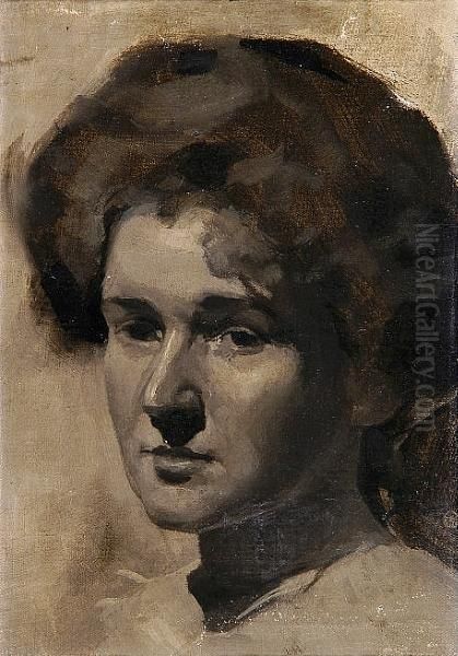 A Portrait Of A Woman, Head And Shoulders Oil Painting by Solomon Joseph Solomon