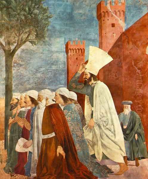 Exaltation of the Cross- inhabitants of Jerusalem c. 1466 Oil Painting by Piero della Francesca