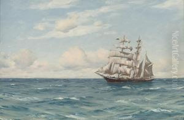 A Clipper At Sea Oil Painting by Thomas Jacques Somerscales