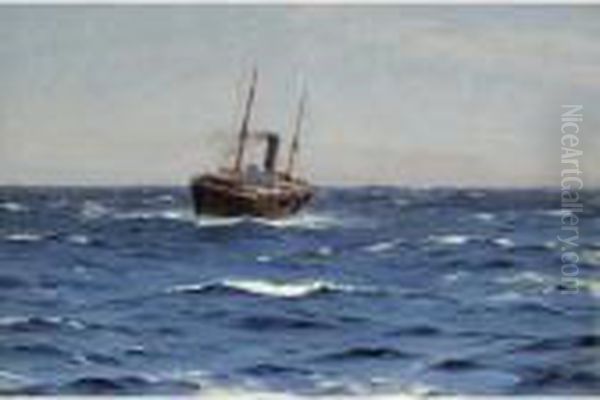 A Ship In The Open Sea Oil Painting by Thomas Jacques Somerscales