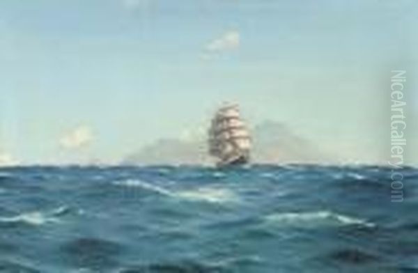 A Brigantine Off What Is Thought To Be Tenerife Oil Painting by Thomas Jacques Somerscales