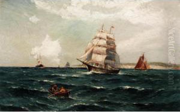 Sailing Off The Coast Oil Painting by Thomas Jacques Somerscales