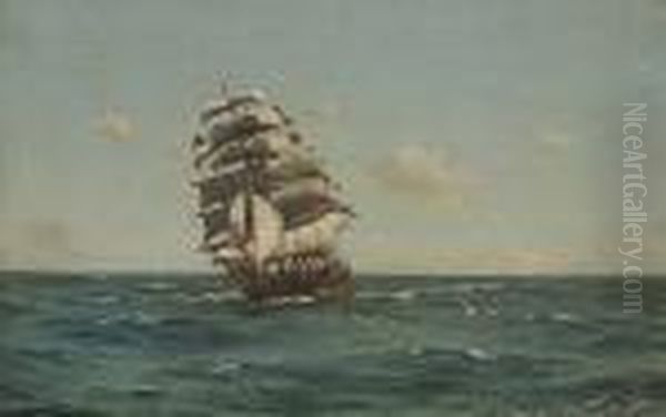 Shortening Sail Oil Painting by Thomas Jacques Somerscales