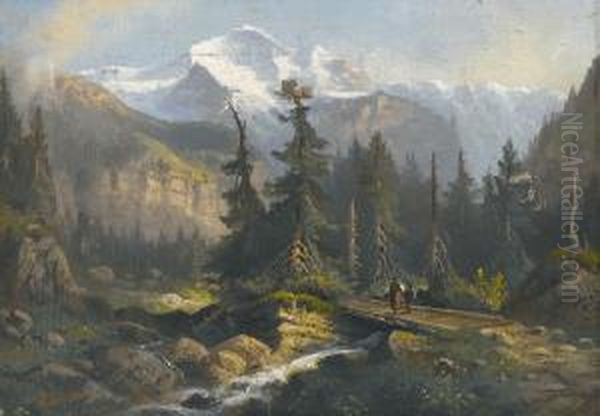 Bergbach Mit Jungfrau Oil Painting by Ferdinand Sommer