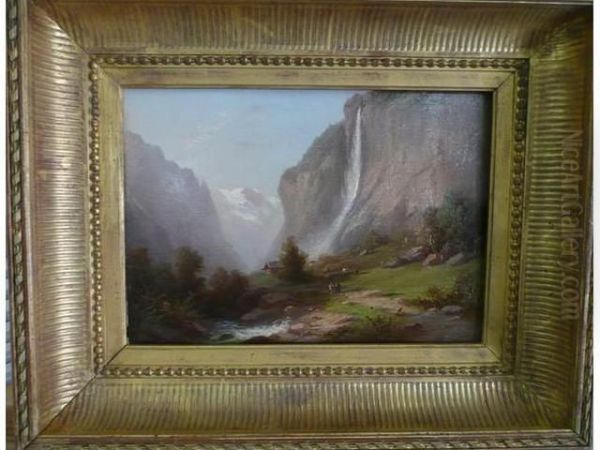 Paysage A La Cascade Oil Painting by Ferdinand Sommer