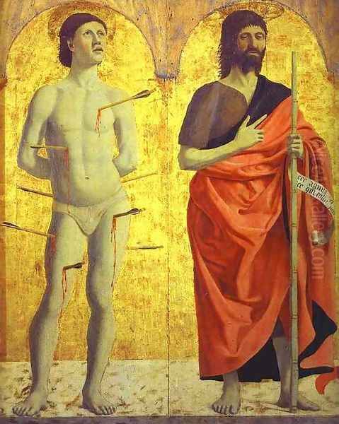 St. Sebastian and St. John the Baptist Oil Painting by Piero della Francesca