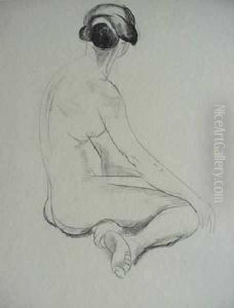 Seated Female Nude From Behind Oil Painting by William Sommer