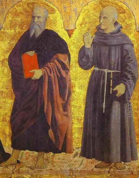 St. John the Evangelist and St. Bernardine of Siena Oil Painting by Piero della Francesca