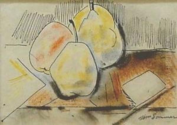 Sommer- Pears On A Table Oil Painting by William Sommer