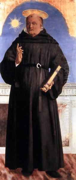 Polyptych of St Augustine St Nicholas of Tolentino Oil Painting by Piero della Francesca