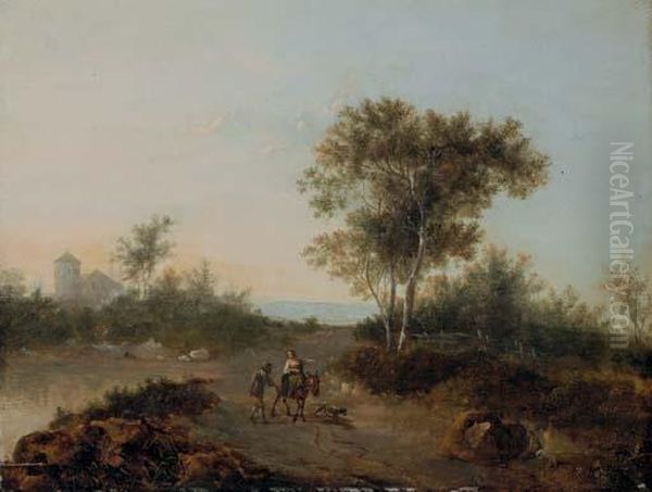 An Italianate Landscape With Travelers On A Path Oil Painting by Jan Gabrielsz. Sonje