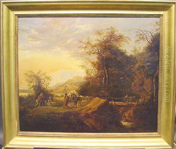 Travelers In A Landscape Oil Painting by Jan Gabrielsz. Sonje