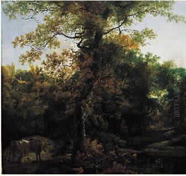 Le Repos D'un Troupeau Dans Un Paysage Boise Oil Painting by Jan Gabrielsz. Sonje