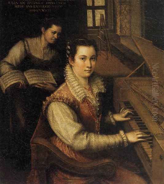 Self-Portrait at the Spinet 1577 Oil Painting by Lavinia Fontana