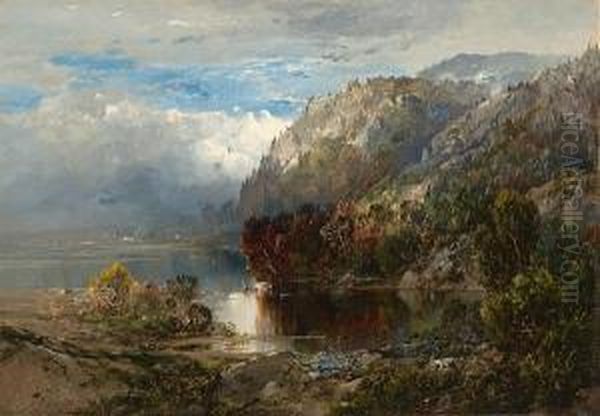 Mountain Landscape With Lake Oil Painting by William Louis Sonntag