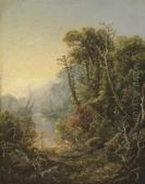 Autumn River Landscape Oil Painting by William Louis Sonntag