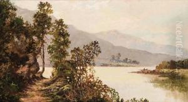 Mountain Landscape With Lake Oil Painting by William Louis Sonntag