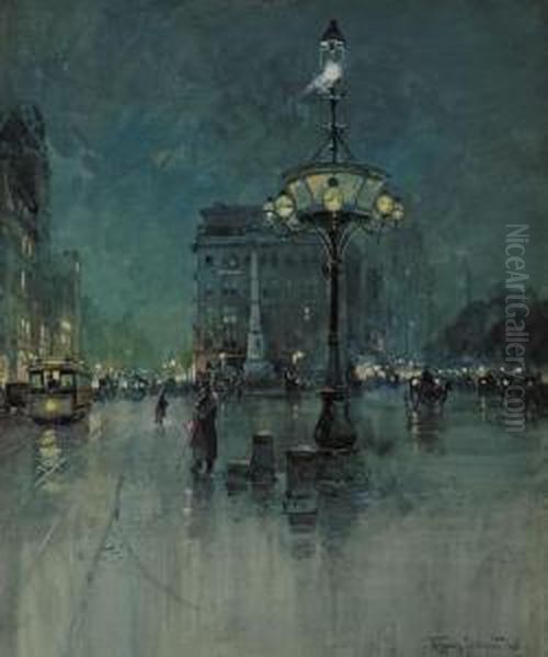 Columbus Circle, New York Oil Painting by William Louis Sonntag