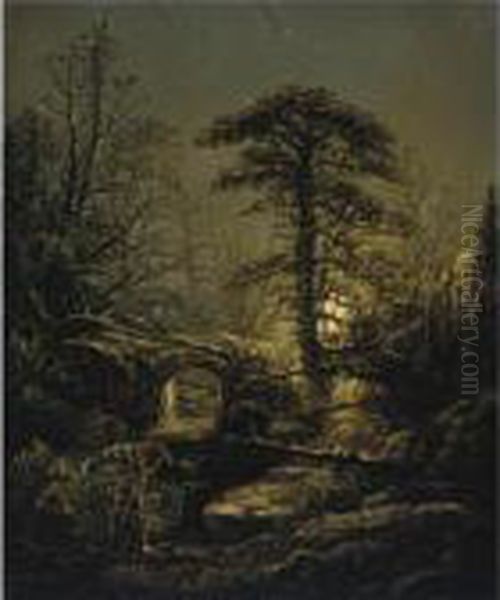 Night In The Forest Oil Painting by William Louis Sonntag