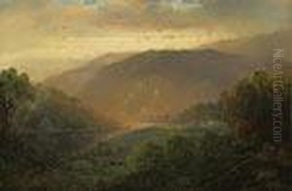 ''the Hudson Valley'' Oil Painting by William Louis Sonntag