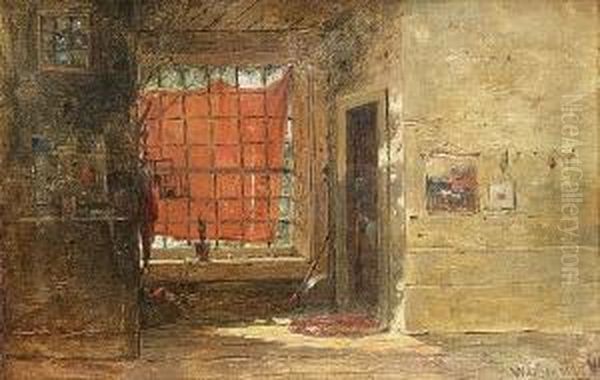 An Interior Looking Towards A Window Oil Painting by William Louis Sonntag