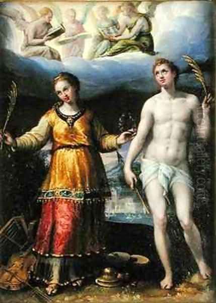 St Sebastian and St Cecilia Oil Painting by Lavinia Fontana