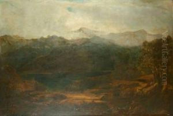 Mist In The Mountains Oil Painting by William Louis Sonntag