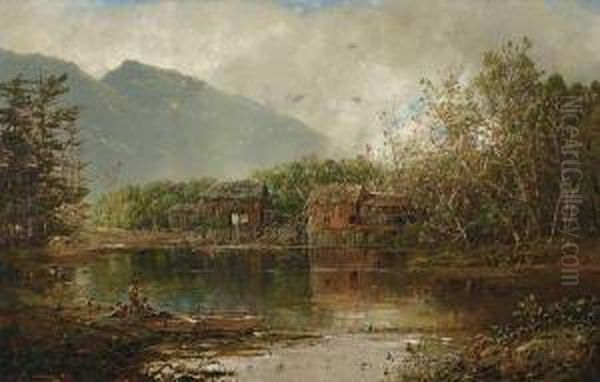 ''old Mill On The Androscoggin'' Oil Painting by William Louis Sonntag