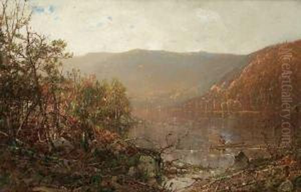 ''fishing In The Adirondacks'' Oil Painting by William Louis Sonntag