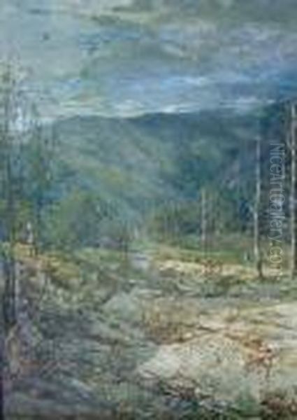 Clouds Gathering Over A Wooded Landscape Oil Painting by William Louis Sonntag