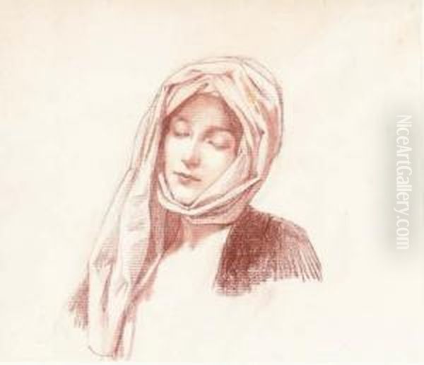 A Portrait Of A Woman With Her Head Wrapped In Cloth by Elisabeth Sonrel