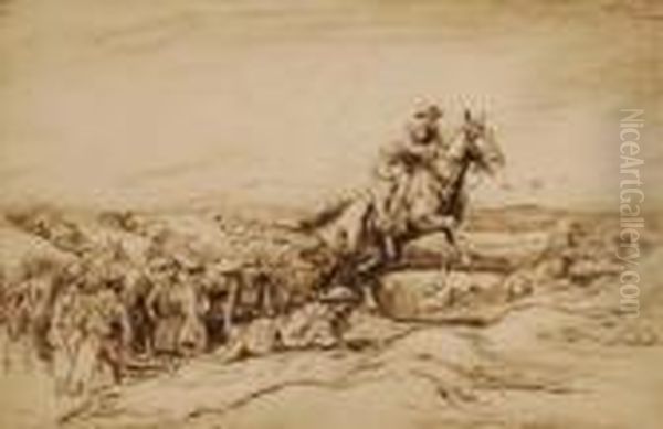 Battle Scene Oil Painting by George Soper