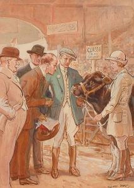 Cattle Market. Oil Painting by George Soper