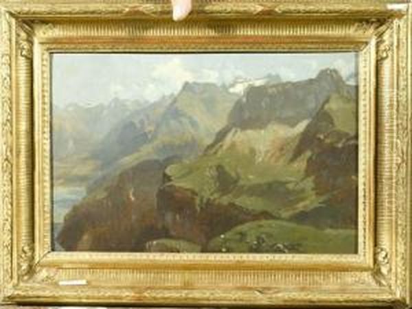 Gegenstucke: Seelisberg Und Fionnay. Oil Painting by Eugene Etienne Sordet