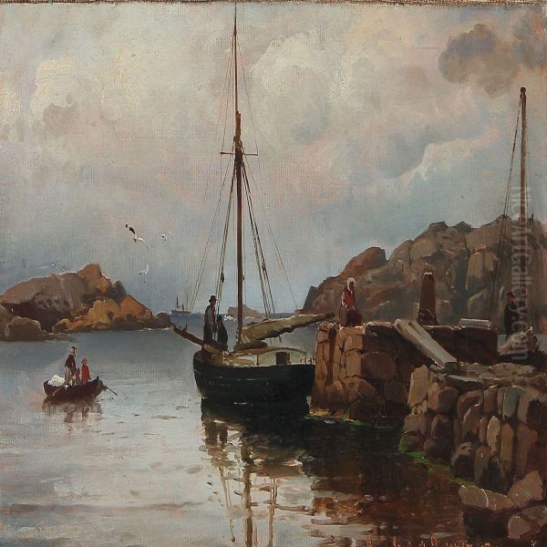 Fiskerleje Og Havn Ved Lysekil, Sverige Oil Painting by C. F. Sorensen