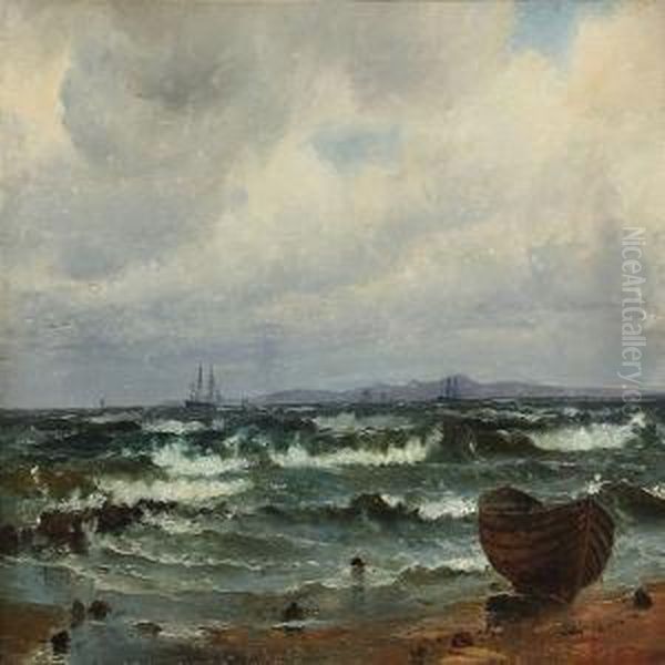 Coastal Scene Form Hornbaek Beach, Denmark Oil Painting by C. F. Sorensen