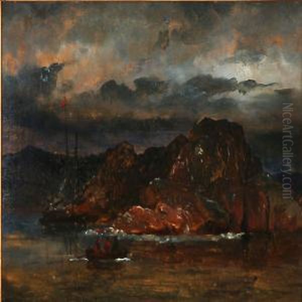 Coastal Scene From Norway Oil Painting by C. F. Sorensen