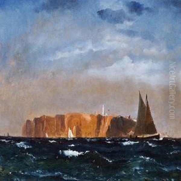 Ships Off The Coast Of Helgoland Oil Painting by C. F. Sorensen