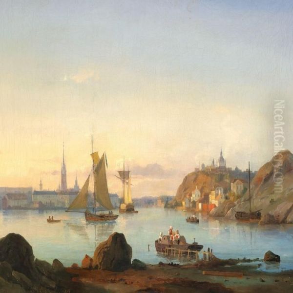 The Port Of Stockholm Oil Painting by C. F. Sorensen