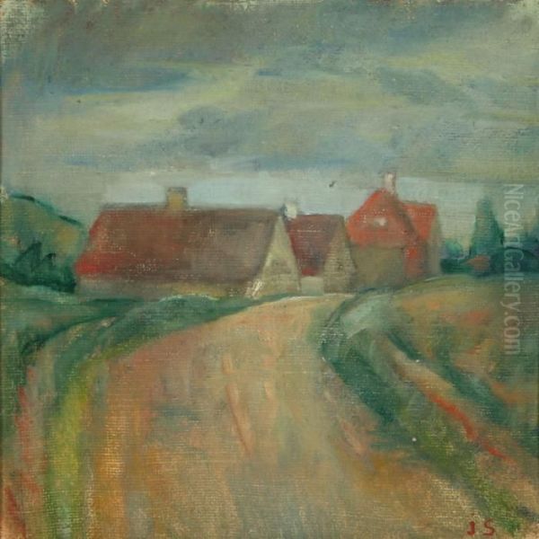 Houses In Skagen Oil Painting by Jens Sorensen