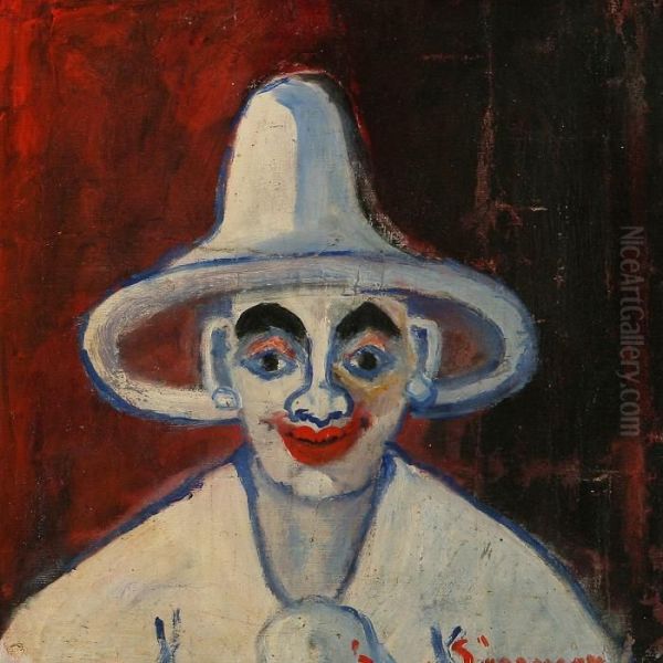 Portrait Of Pierrot Oil Painting by Jens Sorensen