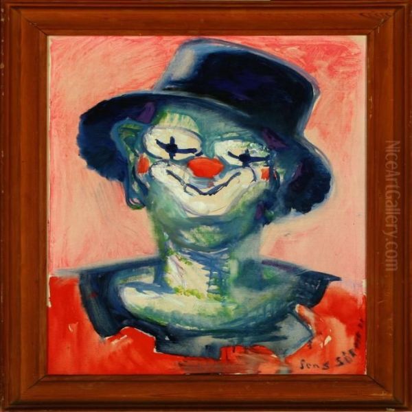 Portrait Of A Clown Oil Painting by Jens Sorensen