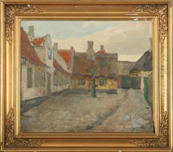 Street Scenery From Dragor Town, Denmark Oil Painting by Soren Sorensen